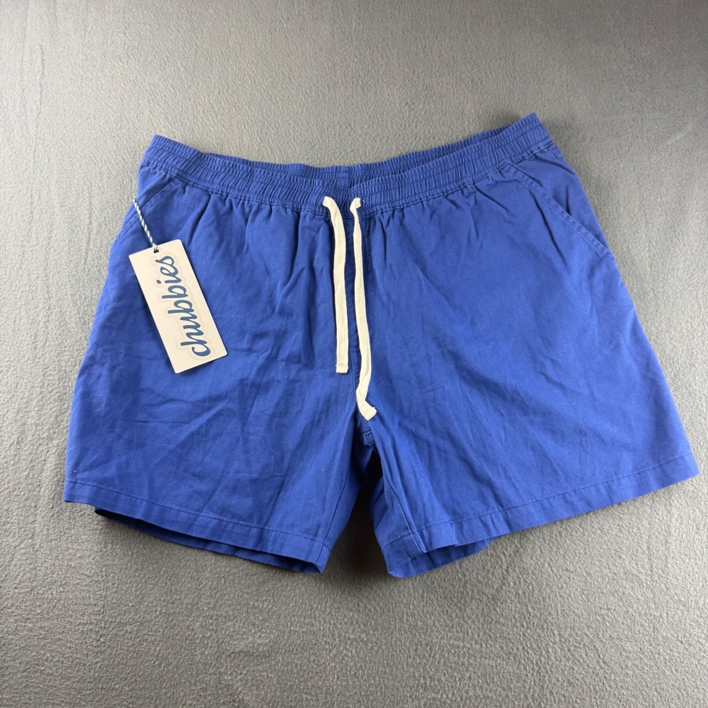 Chubbies Shorts Mens 2XL Blue 5.5" Elastic Waist Cotton Autumnals Drawstring NEW